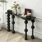 Traditional Walnut Console Table with Turned Leg Base and Organic Top