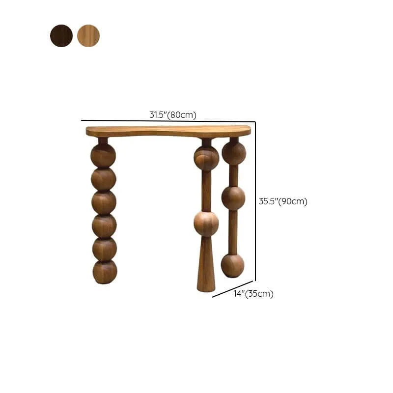 Traditional Walnut Console Table with Turned Leg Base and Organic Top Dimensions