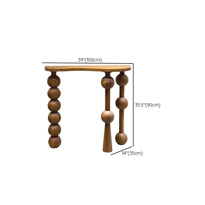 Traditional Walnut Console Table with Turned Leg Base and Organic Top Dimensions