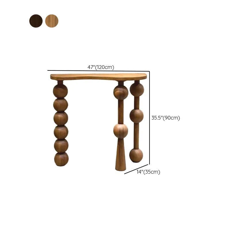 Traditional Walnut Console Table with Turned Leg Base and Organic Top Dimensions