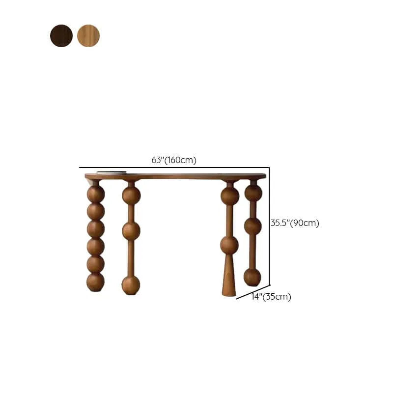 Traditional Walnut Console Table with Turned Leg Base and Organic Top Dimensions