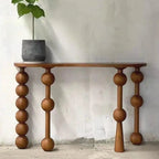 Traditional Walnut Console Table with Turned Leg Base and Organic Top Main Product Image