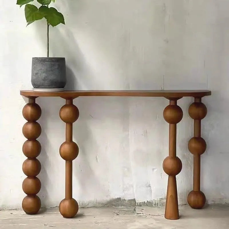 Traditional Walnut Console Table with Turned Leg Base and Organic Top Main Product Image Main image