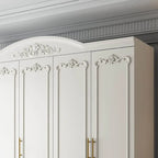 Traditional White Wood Wardrobe Armoire With Ornate Storage