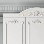Traditional White Wood Wardrobe Armoire With Ornate Storage