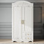 Traditional White Wood Wardrobe Armoire With Ornate Storage