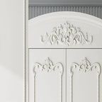 Traditional White Wood Wardrobe Armoire With Ornate Storage