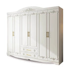 Traditional White Wood Wardrobe Armoire With Ornate Storage