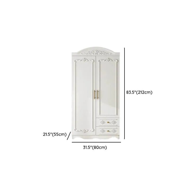 Traditional White Wood Wardrobe Armoire With Ornate Storage Dimensions