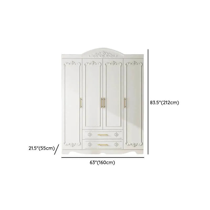 Traditional White Wood Wardrobe Armoire With Ornate Storage Dimensions
