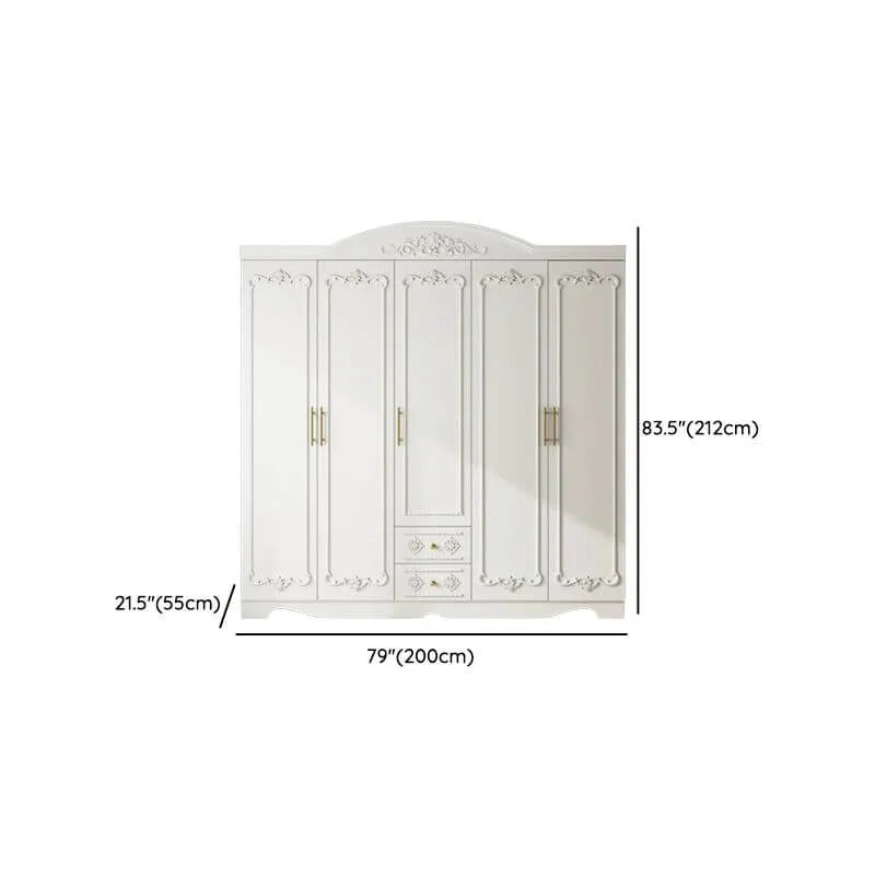 Traditional White Wood Wardrobe Armoire With Ornate Storage Dimensions