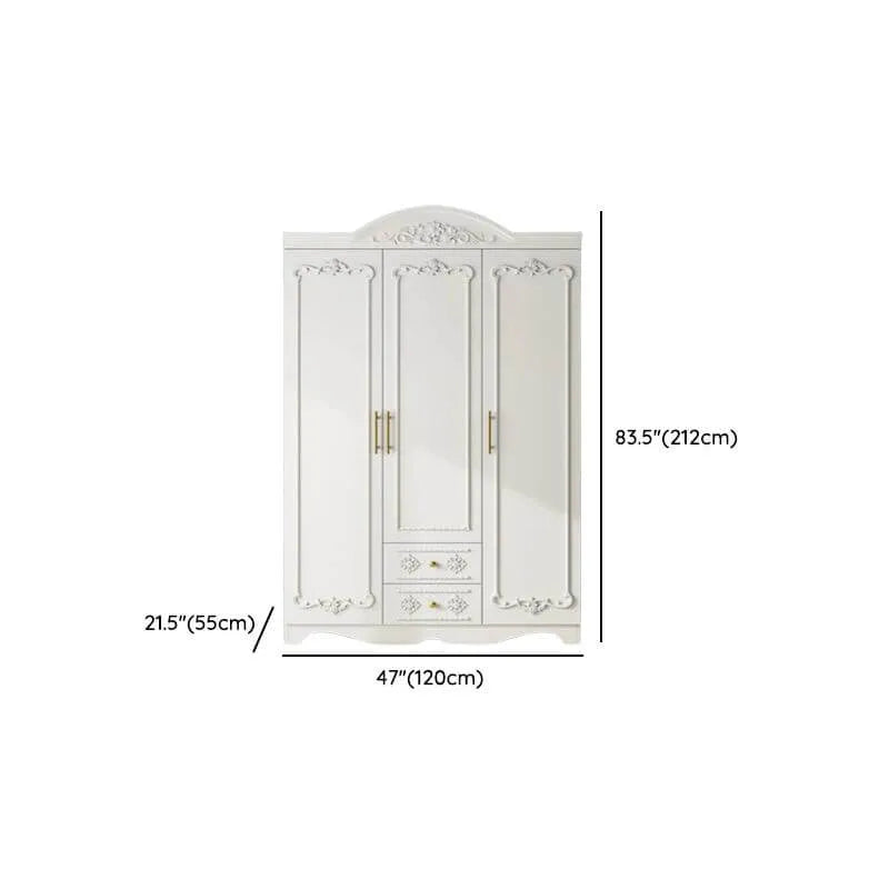 Traditional White Wood Wardrobe Armoire With Ornate Storage Dimensions