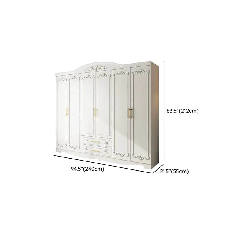 Traditional White Wood Wardrobe Armoire With Ornate Storage Dimensions