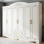 Traditional White Wood Wardrobe Armoire With Ornate Storage Main Product Image