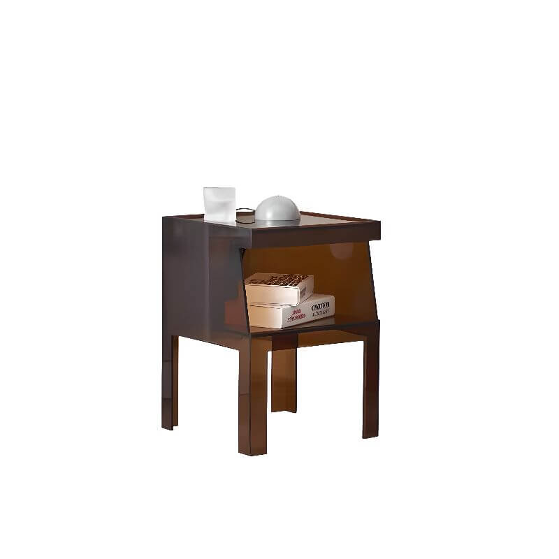 Transparent Lucite End Table with Open Storage Shelf