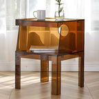 Transparent Lucite End Table with Open Storage Shelf
