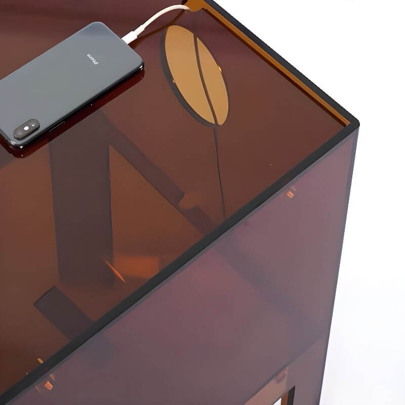 Transparent Lucite End Table with Open Storage Shelf