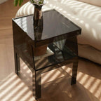 Transparent Lucite End Table with Open Storage Shelf