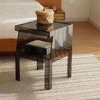 Transparent Lucite End Table with Open Storage Shelf Main Product Image
