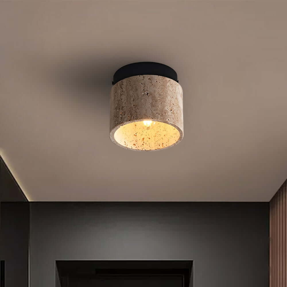 Travertine Flush Mount Ceiling Light – Modern Minimalist 1-Light Fixture Main Product Image Hauptbild