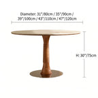Travertine Sintered Stone Dining Table with Sculptural Ash Wood Base Dimensions