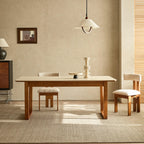 Travertine Sintered Stone Dining Table with Sculptural Frame and Rounded Edges