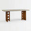 Travertine Sintered Stone Dining Table with Sculptural T-Leg Base and Mid-Century Fluted Detail