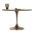 Travertine Sintered Stone Dining Table with Sculptural Tulip Base and Matte Textured Finish