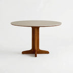 Travertine Sintered Stone Dining Table with Solid Ash Base and Integrated Tray