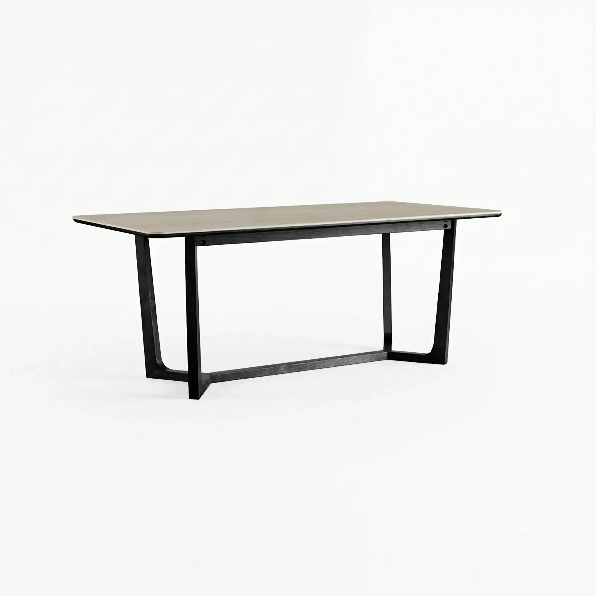 Travertine Sintered Stone Dining Table with Y-Base Solid Ash and Woven Seating