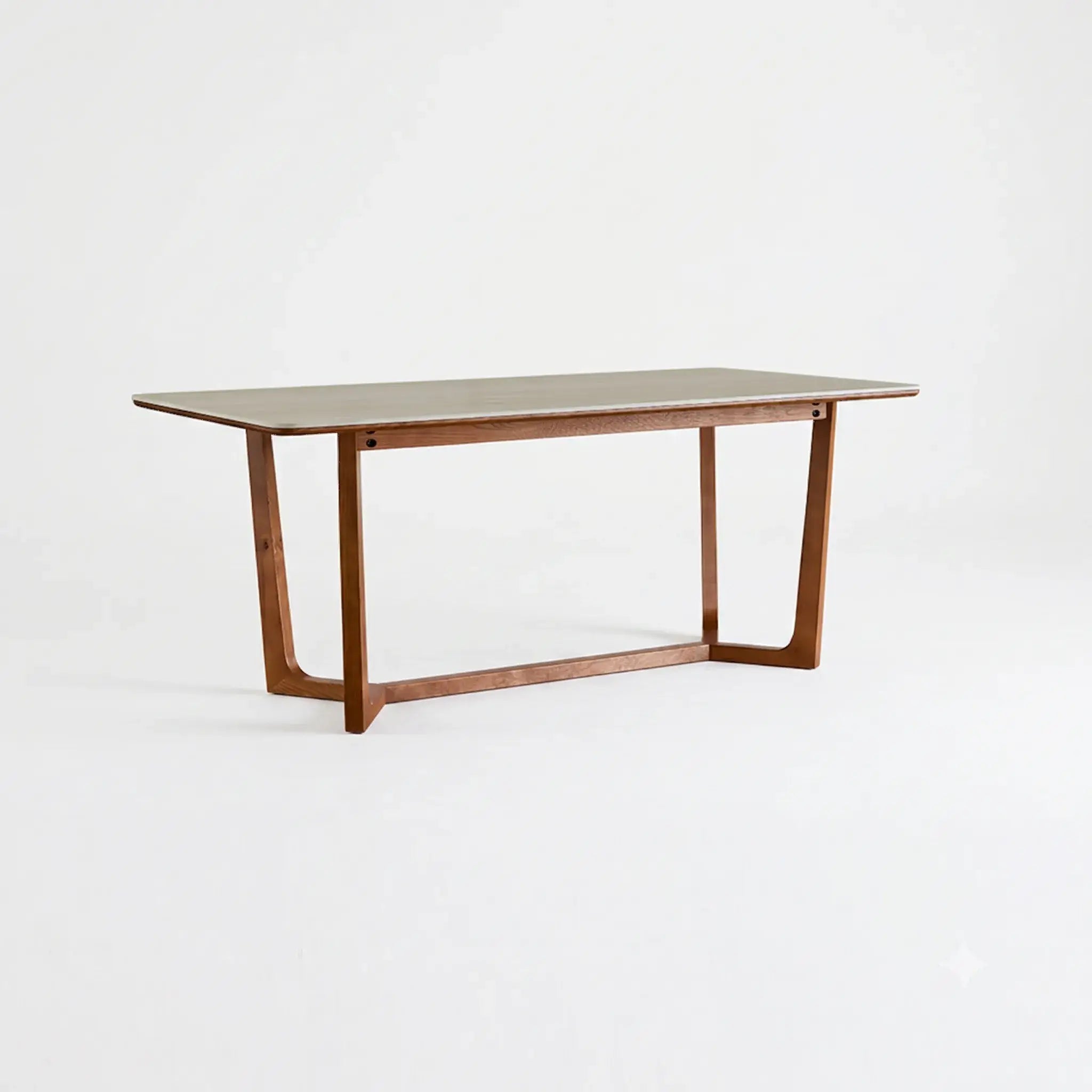 Travertine Sintered Stone Dining Table with Y-Base Solid Ash and Woven Seating