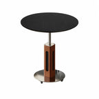 Travertine Sintered Stone Side Table with Lift Top and Casters