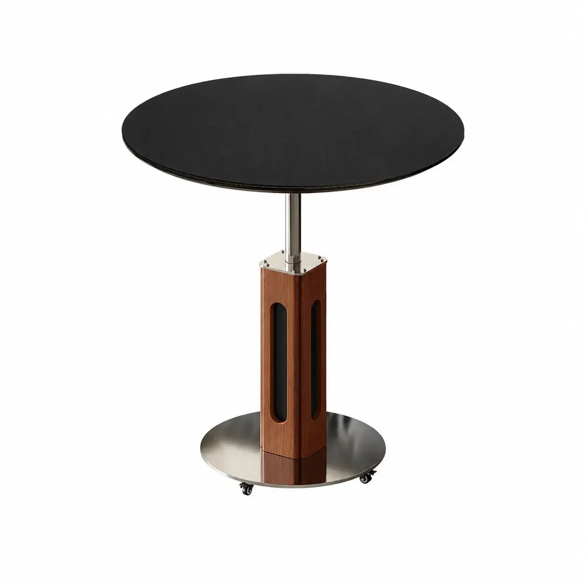 Travertine Sintered Stone Side Table with Lift Top and Casters