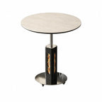 Travertine Sintered Stone Side Table with Lift Top and Casters