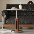 Travertine Sintered Stone Side Table with Lift Top and Casters
