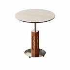 Travertine Sintered Stone Side Table with Lift Top and Casters