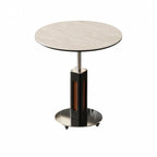 Travertine Sintered Stone Side Table with Lift Top and Casters