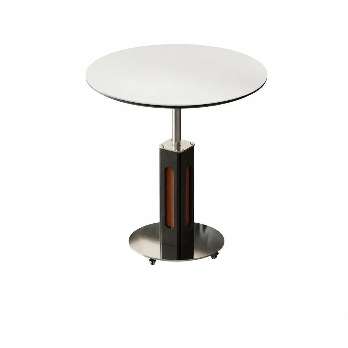 Travertine Sintered Stone Side Table with Lift Top and Casters
