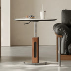 Travertine Sintered Stone Side Table with Lift Top and Casters