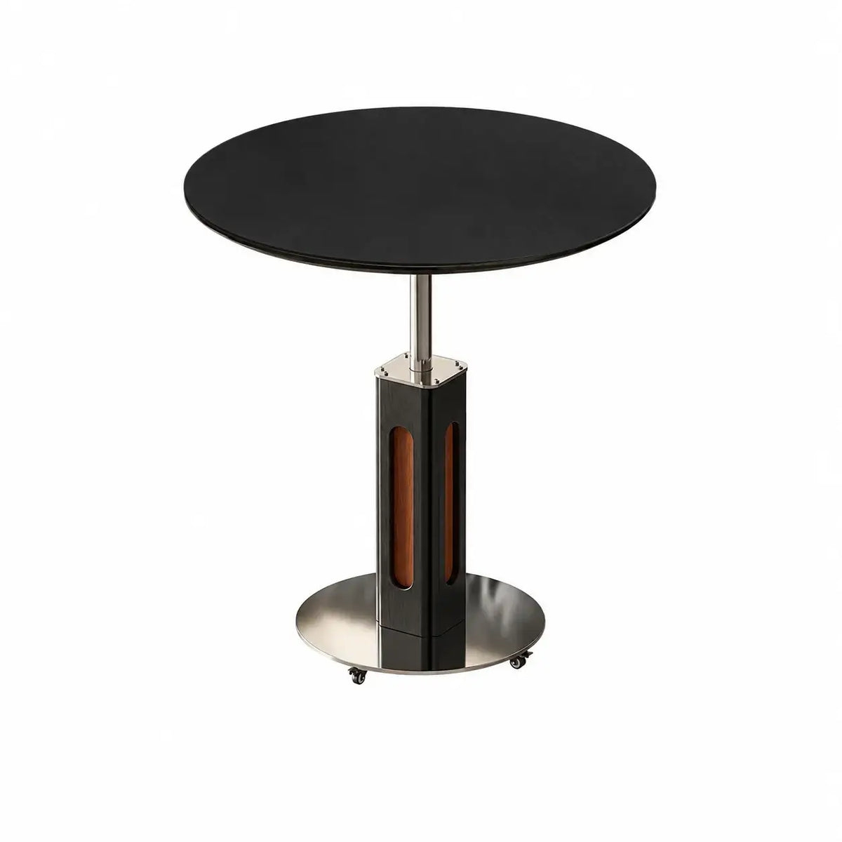 Travertine Sintered Stone Side Table with Lift Top and Casters