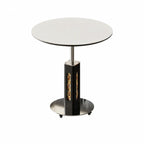 Travertine Sintered Stone Side Table with Lift Top and Casters