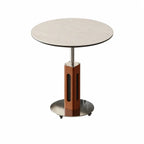 Travertine Sintered Stone Side Table with Lift Top and Casters