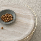 Travertine Textured Sculptural Coffee Table With Concave Edge