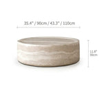 Travertine Textured Sculptural Coffee Table With Concave Edge
