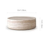Travertine Textured Sculptural Coffee Table With Concave Edge Dimensions