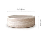 Travertine Textured Sculptural Coffee Table With Concave Edge Dimensions