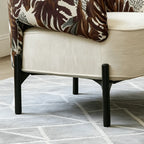 Tropical Botanical Accent Chair With Barrel Silhouette and Metal Base