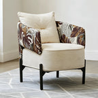 Tropical Botanical Accent Chair With Barrel Silhouette and Metal Base Main Product Image