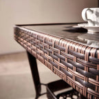 Tropical Wicker Coffee Table with Glass Top and Storage