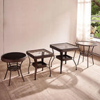 Tropical Wicker Coffee Table with Glass Top and Storage